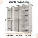 Ver imagem 3 de Guarda Roupa Casal Modulado Versa em MDF 6 Portas com 8 Prateleiras e 4 Cabideiros