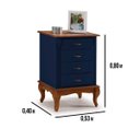 Ver imagem 3 de Mesa de Cabeceira 4 Gavetas Pés Luis Xv em Madeira Cor Azul/Imbuia