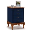 Ver imagem 2 de Mesa de Cabeceira 4 Gavetas Pés Luis Xv em Madeira Cor Azul/Imbuia