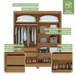 Guarda Roupa Flex 2 Portas de Correr 2 Gavetas 215x179,6cm Lani Móveis Lopas - 4 Guarda Roupa Flex 2 Portas de Correr 2 Gavetas 215x179,6cm Lani Móveis Lopas - 4
