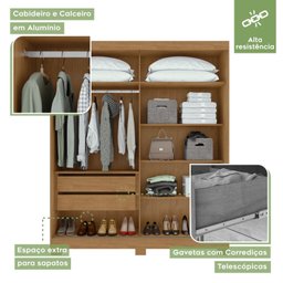 Guarda Roupa Flex 2 Portas de Correr 2 Gavetas 215x179,6cm Lani Móveis Lopas - 3 Guarda Roupa Flex 2 Portas de Correr 2 Gavetas 215x179,6cm Lani Móveis Lopas - 3