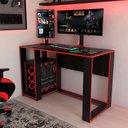 Ver imagem 2 de Mesa Gamer Level Espaço para 2 Monitores e Cpu Preto/vermelho - Panorama Móveis