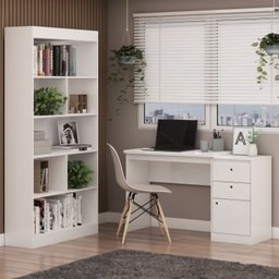 Kit 2 Peças Escrivaninha com Estante Guaili Yescasa - 1