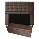 Ver imagem 1 de Kit Cabeceira + Calçadeira Baú Copenhague Queen Size 160cm Suede - Renascer Decor:Marrom
