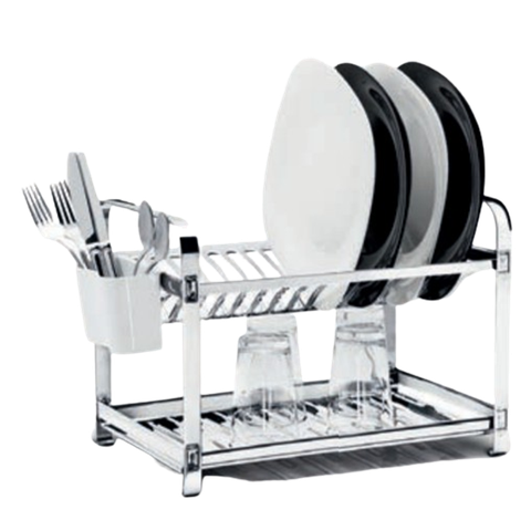 Escorredor Montado com Porta Talheres Pp - 20.16 + Porta Talheres Inox