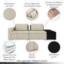 Ver imagem 3 de Sofá Ilha com Encosto e Almofadas Móveis Olimpo 285cm Modulado Linho/pu Bege/preto G45 - Gran Belo
