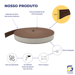 Moldura Rodameio Eva Autocolante Flexível Terra 5cmx8mm 10 Metros - Marrom - 3