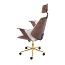 Ver imagem 2 de Cadeira Presidente Bergen Giratória - Branca | Dourado