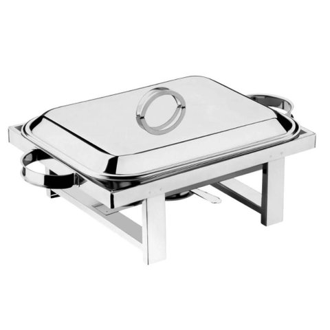 Rechaud Médio com Tampa 2,5l Inox Buffet Restaurante Hotel Zanella Queimador Inferior