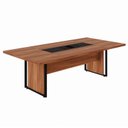 Ver imagem 1 de Mesa Reunião 240cm Escritório para 4 Pessoas com Caixa de Tomadas Corporate Marrom/Nogal/Preto