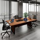 Ver imagem 2 de Mesa Reunião 240cm Escritório para 4 Pessoas com Caixa de Tomadas Corporate Marrom/Nogal/Preto