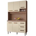 Ver imagem 1 de Kit de Cozinha 5 Portas 3 Gavetas com Nicho Vitorina Savana / Off White