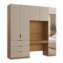 Ver imagem 1 de Guarda Roupa Modular 5 Portas com Mesa e Espelho Altezza Clean Belmax:Freijó/Off White