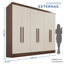 Ver imagem 3 de Guarda-Roupa Casal 6 Portas e 2 Gavetas Safira Marrom Castanho/Off White Arenas
