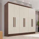 Ver imagem 1 de Guarda-Roupa Casal 6 Portas e 2 Gavetas Safira Marrom Castanho/Off White Arenas