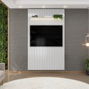Ver imagem 1 de Painel Ripado para TV até 60 Polegadas com LED MDF 143cmx240cm Trento Cinza Bali