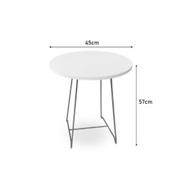 Mesa de Canto Lateral Amsterdã Alta Redonda Prata e Branco - 6