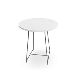 Mesa de Canto Lateral Amsterdã Alta Redonda Prata e Branco - 1