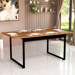 Mesa de Jantar para 6 Lugares 160x80 para Cozinha Sala de Jantar e Restaurante com Pés de Ferro e Ta - 1
