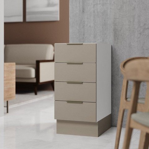 Balcão Planejado 4 Gavetas 40cm sem Tampo com Rodapé Ipanema CabeCasa MadeiraOriginals Branco/Fend