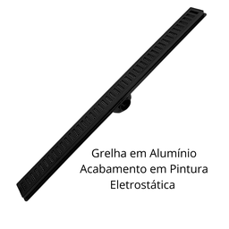 Ralo Linear 5x90 Seca Box Banheiro Preto Fosco Alumínio e Coletor Preto Saídas 40mm e Tela (5cm X 91 - 5