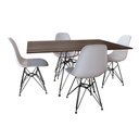 Ver imagem 1 de Conjunto de Mesa de Ferro Preto Tampo Amêndoa 120x75 4 Cadeiras Ferro Preta Assento Bra