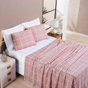 Ver imagem 1 de Jogo de Lençol Minimalista Casal 4 Peças Percal 200 Fios Quadriculado - Rosa