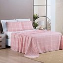 Ver imagem 2 de Jogo de Lençol Minimalista Casal 4 Peças Percal 200 Fios Quadriculado - Rosa
