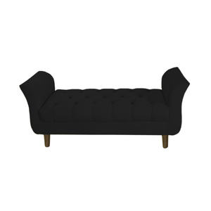 Recamier Estofado Para Quarto Closet 90 cm Grécia Suede Preto - DL DECOR