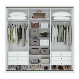Guarda Roupa Casal com Espelhos 3 Portas de Correr 6 Gavetas 245cm Spazio Super Glass Móveis Lopas  - 2