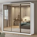 Ver imagem 1 de Guarda Roupa Casal com Espelhos 3 Portas de Correr 6 Gavetas 245cm Spazio Super Glass Móveis Lopas