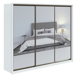 Guarda Roupa Casal com Espelhos 3 Portas de Correr 6 Gavetas 245cm Spazio Super Glass Móveis Lopas  - 3