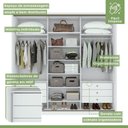 Ver imagem 4 de Guarda Roupa Casal com Espelhos 3 Portas de Correr 6 Gavetas 245cm Spazio Super Glass Móveis Lopas