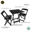 Ver imagem 4 de Conjunto Mesa Dobrável 70x70 Mdf com 2 Cadeiras Preto
