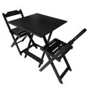 Ver imagem 1 de Conjunto Mesa Dobrável 70x70 Mdf com 2 Cadeiras Preto