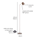 Ver imagem 3 de Luminária de Piso Abajur Chão Ralph Marrom Cortem