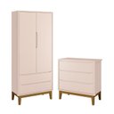 Ver imagem 1 de Jogo de Quarto Infantil Guarda Roupa 2 Portas e Cômoda 3 Gavetas Classic Rosa Fosco com Pés Amadeira