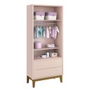 Ver imagem 4 de Jogo de Quarto Infantil Guarda Roupa 2 Portas e Cômoda 3 Gavetas Classic Rosa Fosco com Pés Amadeira