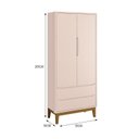 Ver imagem 3 de Jogo de Quarto Infantil Guarda Roupa 2 Portas e Cômoda 3 Gavetas Classic Rosa Fosco com Pés Amadeira