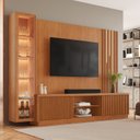 Ver imagem 1 de Rack com Painel com Cristaleira para TV até 75 Polegadas Ripado com LED 100% MDF 190,5CMX220CM Valência