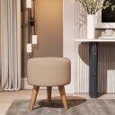 Ver imagem 2 de Kit 2 Puff Redondo Linho Sala Quarto Banqueta Pés Polipropileno - Areia