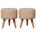 Ver imagem 1 de Kit 2 Puff Redondo Linho Sala Quarto Banqueta Pés Polipropileno - Areia