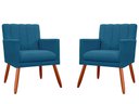 Ver imagem 1 de Kit 2 Poltronas Decorativa Cecília Suede Azul Marinho Pés Madeira Mz Decor
