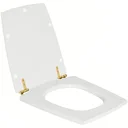 Ver imagem 2 de Assento Sanitário Poliester Nuage Branco para vaso Incepa com Ferragem Dourada