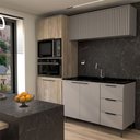 Ver imagem 3 de Cozinha Compacta Modulada 7 Portas 3 Gavetas Ripado Imperial/fume - Panorama Móveis