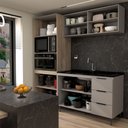 Ver imagem 4 de Cozinha Compacta Modulada 7 Portas 3 Gavetas Ripado Imperial/fume - Panorama Móveis