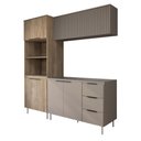 Ver imagem 1 de Cozinha Compacta Modulada 7 Portas 3 Gavetas Ripado Imperial/fume - Panorama Móveis
