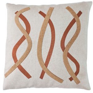 Capa Almofada Linho Aplique Boucle Estampa 45x45cm Terracota