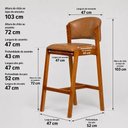 Ver imagem 2 de Banqueta Alta Premium Madeira Maciça Escoto Estofada Corino Bancada Área Gourmet Movellu Home