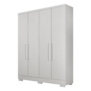 Guarda Roupa Solteiro com Pés 4 Portas 2 Gavetas - Milly-Branco - Móveis Novo Horizonte